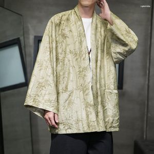 Herrgravrockar Herrens höst och vinter kinesisk stil retro tang kort vindbrytare japanska samurai kläder