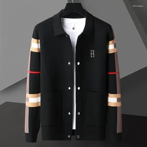 Men's Jackets Striped Knitted Jacket 2023 Spring And Autumn Exquisite Embroidery Casual Sweater Cardigan Fashion Coat