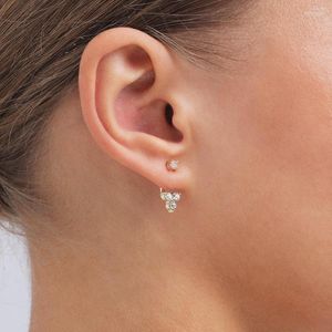 dangle earrings chiaoファッションジュエリー女性のためのシンプルなフロントとバックトライアングルスタッド