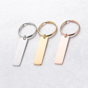 Keychains Keychain Stainless Steel Blank For Rectangle Metal Key Ring Mirror Polished 10pcs