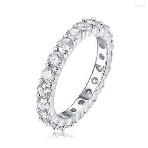 클러스터 반지 Moissanite Tennis Ring 925 Sterling Silver 3mm 고급 웨딩 신부 18k 금금 여성