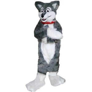 Костюмы талисмана собаки серого хаски на Хэллоуин, высокое качество, персонаж мультфильма, карнавал, унисекс, наряд для выступлений для взрослых, костюм для рождественской вечеринки