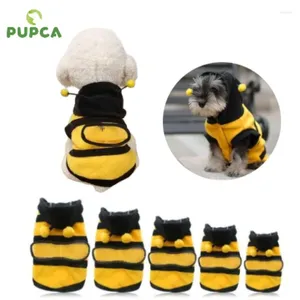 Hundkläder Bee Pet Puppy Coat Outfit Fleece Clothes Cat Hoodie Fancy Costume Halloween Cosplay Sweater Winter Hoodies