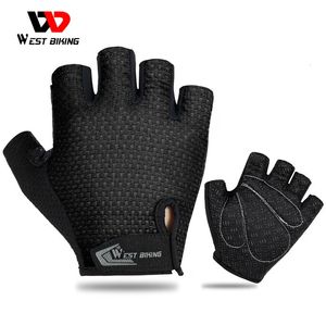 Cycling Gloves WEST BIKING MTB Road Bike Gloves Half Finger Anti Slip Cycling Gloves Motorcycle Men Sport Fitness Bicycle Fingerless Gloves 231023