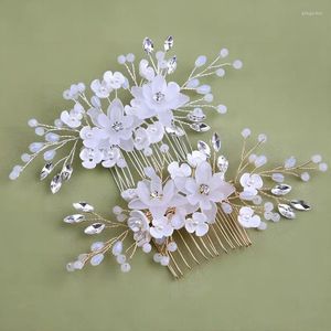 Haarspangen Damenmode Weiße Perle Frisur Kamm Kopfschmuck Handgefertigte Blumenkrone Accessoires Brautschmuck