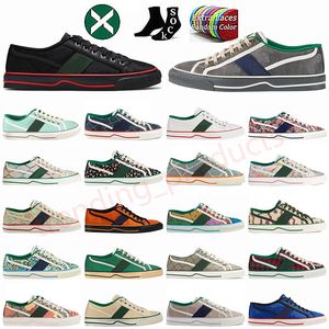 2024 Tennis 1977 Canvas High Top Freizeitschuhe Luxurys Designer Damenschuhmarke Italien Grüne und rote Webstreifen Gummisohle Stretch Baumwolle Low Herren Sneakers 36-44