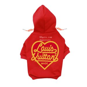 Designer hundkläder märke hundkläder bomullshund hoodie mjuk varm hund hoodie tröja med lyxigt hjärtmönster, husdjur vinterrock, kalla väderkläder för liten hund A865