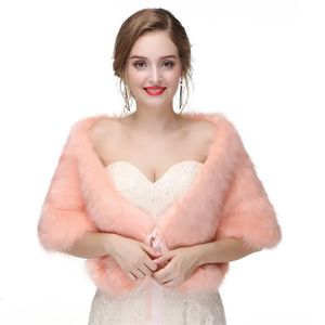 Women's Fur Faux Fur H S BRIDAL Women Bolero Tie Faux Fur Bridal Wraps Wedding evening capes Lacing Prom Jacket Coat Winter Fur Shawl Wedding Boleros 231023