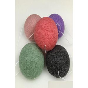 Sponges Applicators Cotton 1Pcs Natural Konjac Cosmetic Puff Bamboo Charcoal Cleanser Sponge Makeup Facial Cleaning Tool Smooth B Dhn6Z