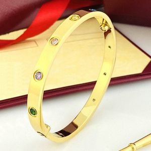 Edelstahl -Designerin Bangle Bunte Stein Luxusarmbänder Armreifen für Frauen Männer Schraubendreherarmband für Liebhaber