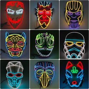 Party Masks Glowing Cosplay Mask Cartoon Characters Scary Monsters Ferocious Animals Lysande led neon för Halloween Carnival 231023