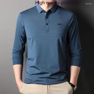 Men's Polos Sleeve Long Striped Mens Spring Autumn Smart Casual Seamless Male Polo Shirts Fashion Simple Man Tees 4XL