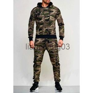 Herren-Trainingsanzüge, neuer 2-teiliger Trainingsanzug, Herren-Militär-Hoodie-Sets, Sublimation, Tarnung, Muskelmann, Herbst-Winter, taktische Jacke, Hose, J231023