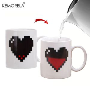 Mugs 330ML Peach Heart Color changing Ceramic Cup Novelty Magic Creative Design Coffee Mug Valentine's Day Preferred Gift 231023