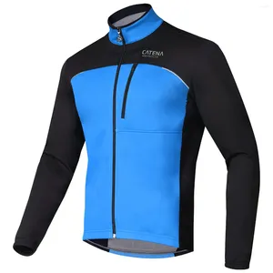 Jaquetas de corrida Catena Men's Warm Cycling Jacket Fleece Bike Jersey Windproof Impermeável Softshell Casaco Bicicleta Roupas Motocicleta Raincoat