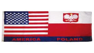 USA Polen Polska Polnisch-Amerikanische SuperPoly-Flagge zum Aufhängen, national, 100 Polyester, einseitig bedruckt, 5028888