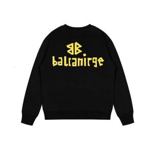 24SS Дизайнерская толстовка Balanciaga Balencaigaity 23 New Pure Original Paris World Желтая лента Мужская и женская OS с длинными рукавами Свободная верхняя одежда с круглым вырезом и шляпой Пара