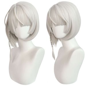 أنيمي لعبة Zenless Zero Zero Anby Demara Cosplay Wig 30cm قصيرة مستقيمة Sier Gray Gray Halloween Party Comple