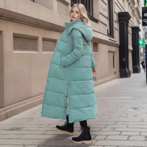 Kvinnor Down Parkas Xlong Puffer Jacket Winter Hooded Long Parka Women Cotton Snow Clothen Thicken Warm Site Cotton Padded 231023