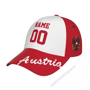 Kulkapslar Anpassat namn nummer Österrike lands flagga 3d tryck sommarsol baseball cap andningsbara justerbara män kvinnor utomhushatt