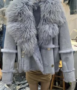 2023 Autumn Winter New Arrival Women Real Fur Coat Fashion Lapel Rabbit Liner Warm Short Jacket Ladies Outwear