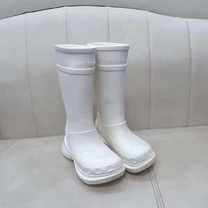 Ayak bileği botları balencihoes moda yağmur botları kırmızı kauçuk botlar kalın taban botları diz uzunluk botları fdq4l