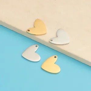 Charms 10Pcs/Lot Heart Mirror Polish Stainless Steel For DIY Making Necklace Earrings Keychain Jewelry