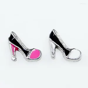 Charms Großhandel 20 Stück Schwarz-Weiß-High-Heels-Schuh Schwimmdock Living Glass Memory Medaillons Halskette DIY Schmuck Zubehör