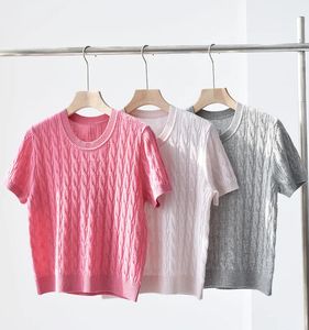 Damen Strick T-Shirts Naizaiga 100 Kaschmir O-Ausschnitt einfarbig rosa weiß grau Kurzarm Twist Damen Pullover Pullover Mädchen T-Shirt PZ106 231023