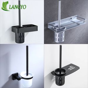 Porta scopino LANGYO Set porta scopino per bagno Nero/Argento/Grigio Montaggio a parete Strumento pulito Set di scopino per bagno Collezione 231024