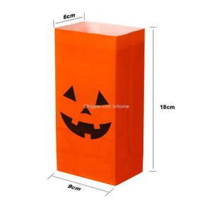 Envoltório de presentes Halloween abóbora sacos de papel doces festa presente mercearia artesanato almoço fundo plano 7 x 3,5 2,4 polegadas gota entrega amrw1