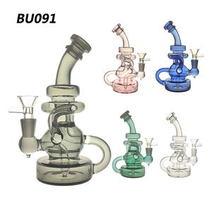 Glass Bong Hookah Rig/Bubbler för rökning Bong 7 -tumshöjd med 14 mm kvinna och skål 250 g vikt Bu091