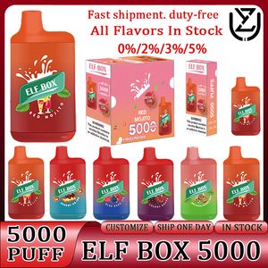 Elf Box 5000 Puff 5000 Einweg-E-Zigaretten BC Elf Bang Zigarette Vape elfbar BC5000 Puffs Einweg-Vapes Pen Device Kit 650 mAh 11 ml pro gefüllter Bang 5000 Kit Bar