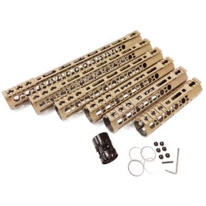 Tan M-LOK Handguard Rail Edge CNC Chamfering Lightweight Design Steel Barrel Nut