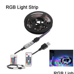 LED -remsor Strip Lamp RGB Fairy Light 5V TV Backlight med Controller USB Flexibel för LCD -köksskåp Bakgrund Drop Delivery DHFVJ