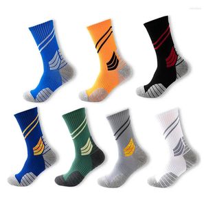 Men's Socks Men Running Middle Tub Striped Sports Non Slip Basketball Compression Calcetines Ciclismo Hombre Cycling