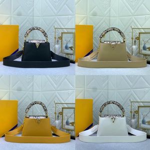 Designer Tote Bag Fashion BB Genuine Leather Handbag Shoulder Bag Grandmother Black Python Gold Button Womens Purse