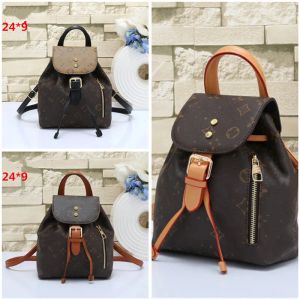 2023 Totes MONTSOURIS backpack woman classic flower fashion leather travel bag designer buckle tie rope backpacks Turtledove Sperone