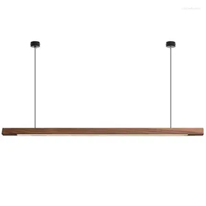 Pendant Lamps One Line Shape Extremely Simple Long Strip Chandelier Light Luxury Modern Minimalist Bar Dining Table Log