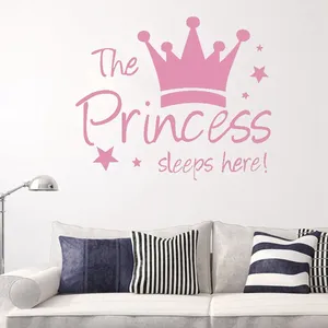 Wall Stickers Pink Princess Crown Sticker Decal Mural Wallpaper Decor For Baby Girl Room