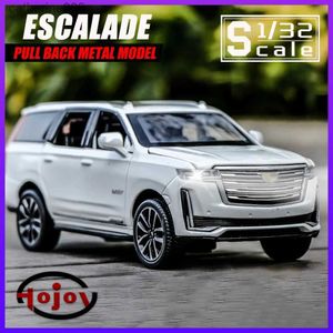 Other Toys Metal Cars Toys Scale 1/32 Escalade SUV Diecast Alloy Car Model Gift for Boys Children Kids Toy Off-road Vehicle Sound and LightL231024