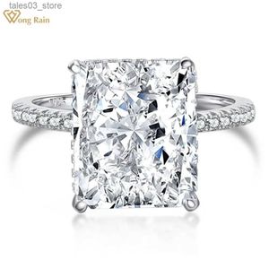 Wedding Rings Wong Rain % 925 Sterling Silver Radiant Cut 10*12MM 8CT VVS D Color Created Moissanite Flower Ring Jewelry Gift Drop Shipping Q231024