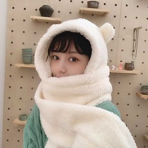 Beanie Skull Caps New Cute Bear Ear Hat Scarf Gloves Set Winter Women Beanies Caps Warm Casual Plush Hats Casual Solid Fleece Girl Kawaii PresentL23 10 24