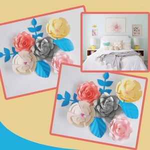 Flores decorativas diy flores artificiais artificielles pano de fundo gigante papel rosa 5 pçs 4 folhas para o berçário do quarto parede deco vídeo