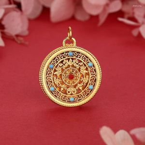 Pendant Necklaces Lotus Beatitudes Compass Vintage Filigree Hollow Ancient Craft