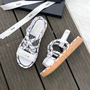 Rope slide luxury designer shoe woman Woven Metal blade Fashion comfort beach flat thick platform tory men sandal easy to wear lady slipper