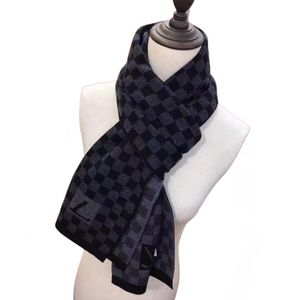 Designer scarf Cashmere knitted shawl Black gray check Scarves Wraps muffler