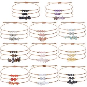 Nuovi braccialetti di corda con perline di cristallo Sunstone impostati per i migliori amici Perline di pietra di ametista gialla regolabile Bracciali intrecciati Braccialetti e braccialetti Set di gioielli all'ingrosso