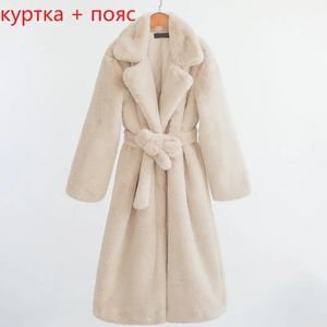 Women's Fur Faux Fur Ladies Faux Leather Long Coats Femme Pockets Soft Mink Fur Women Trendy Street Style Loose Short Outwear Winter 231024