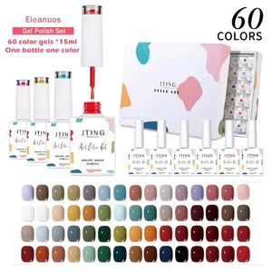 Nail Polish Eleanuos 60 one bottle of color gel whitening Set UV LED varnish Gel immersion nail art design 15ml 231023